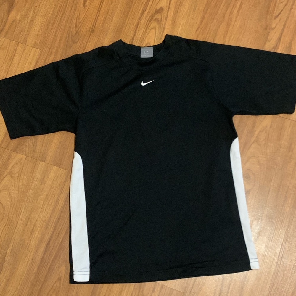 NIKE black and white logo y2k basic crew neck t-shirt - Picture 1 of 8